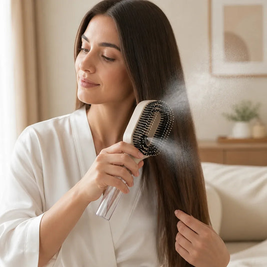 Detangling Brush Integrated Spray Mist Refillable Tank