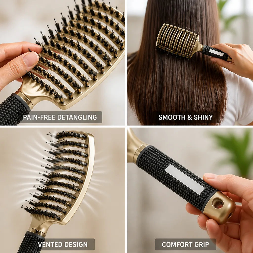 Detangling Brush Pain-Free Boar & Nylon Bristles