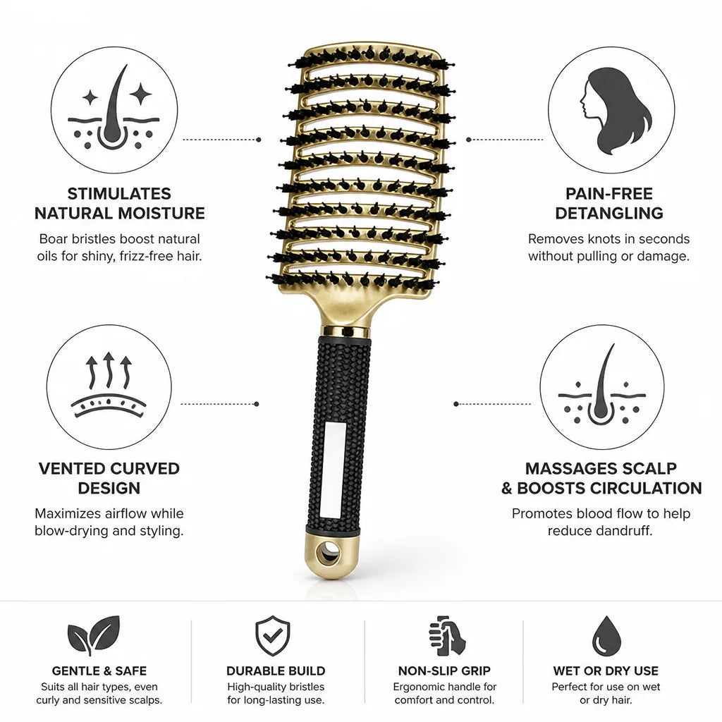 Detangling Brush Pain-Free Boar & Nylon Bristles