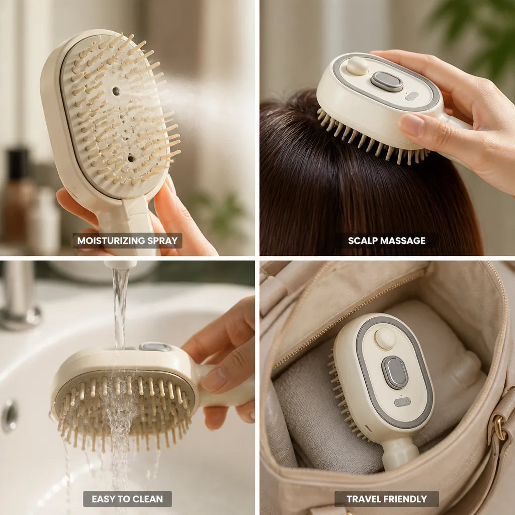 Detangling Comb Moisturizing Spray & Scalp Massager