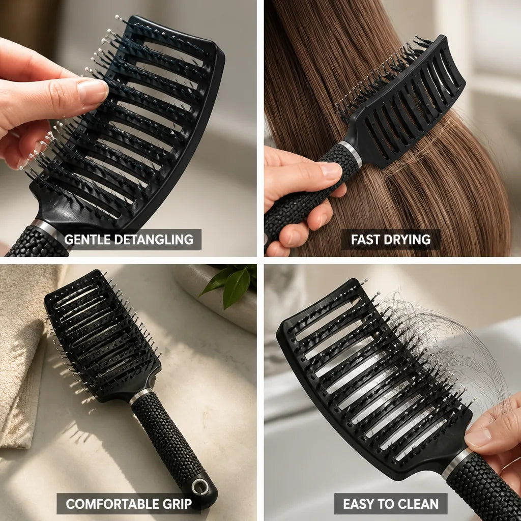 Detangling Hairbrush Vented Boar & Nylon Bristles
