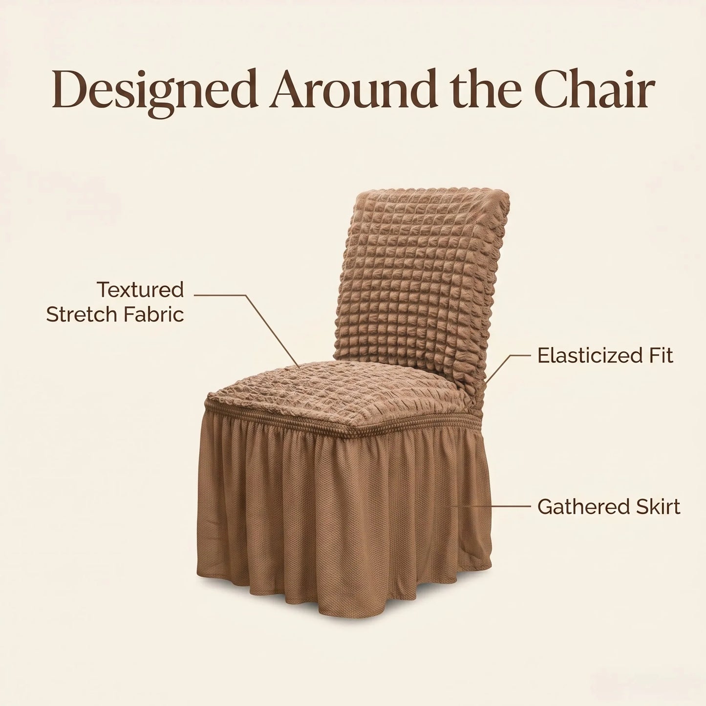 Dining Chair Cover Textured Stretch Ruffled Skirt