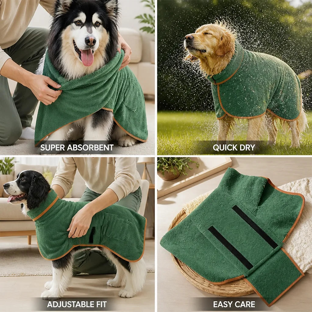 Dog Bathrobe Microfiber Super Absorbent Quick Dry