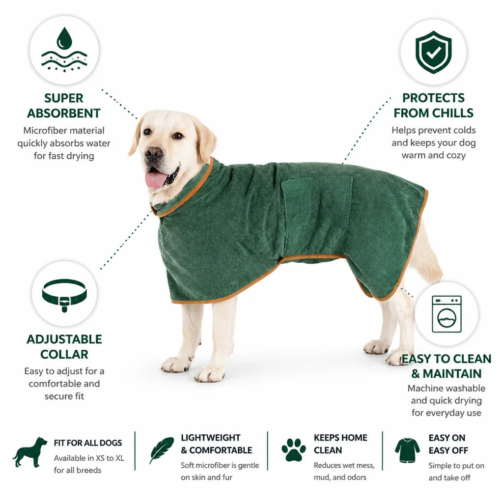 Dog Bathrobe Microfiber Super Absorbent Quick Dry