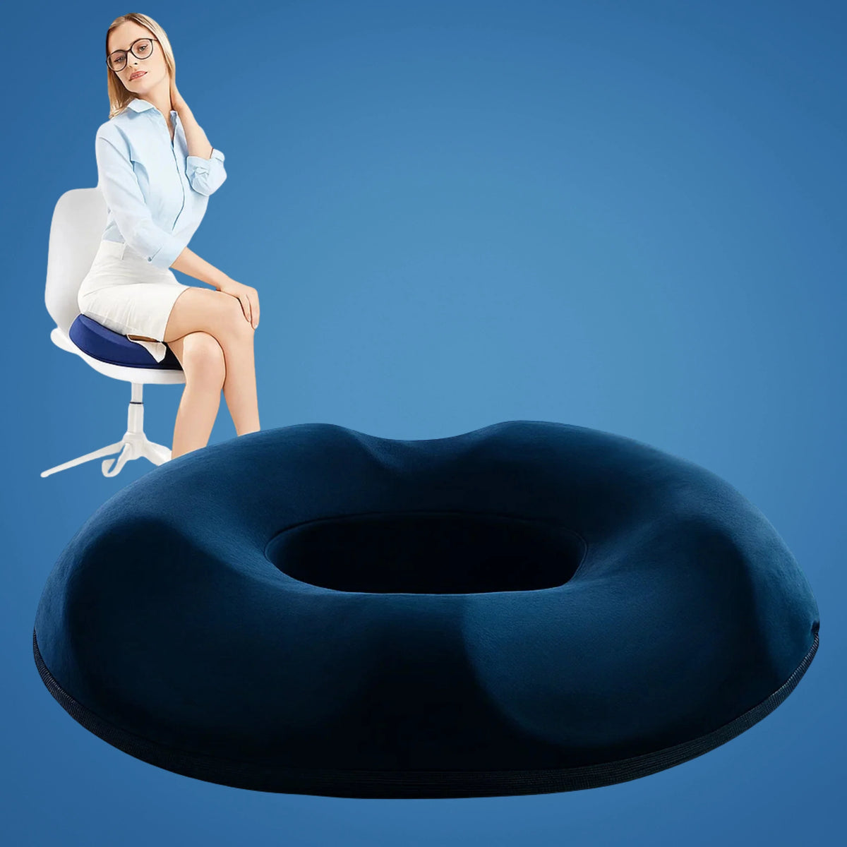 Donut Seat Cushion Memory Foam Tailbone Relief Washable Cover