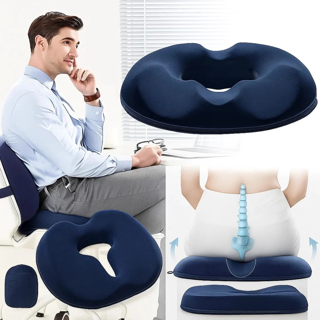 Donut Seat Cushion Memory Foam Tailbone Relief Washable Cover