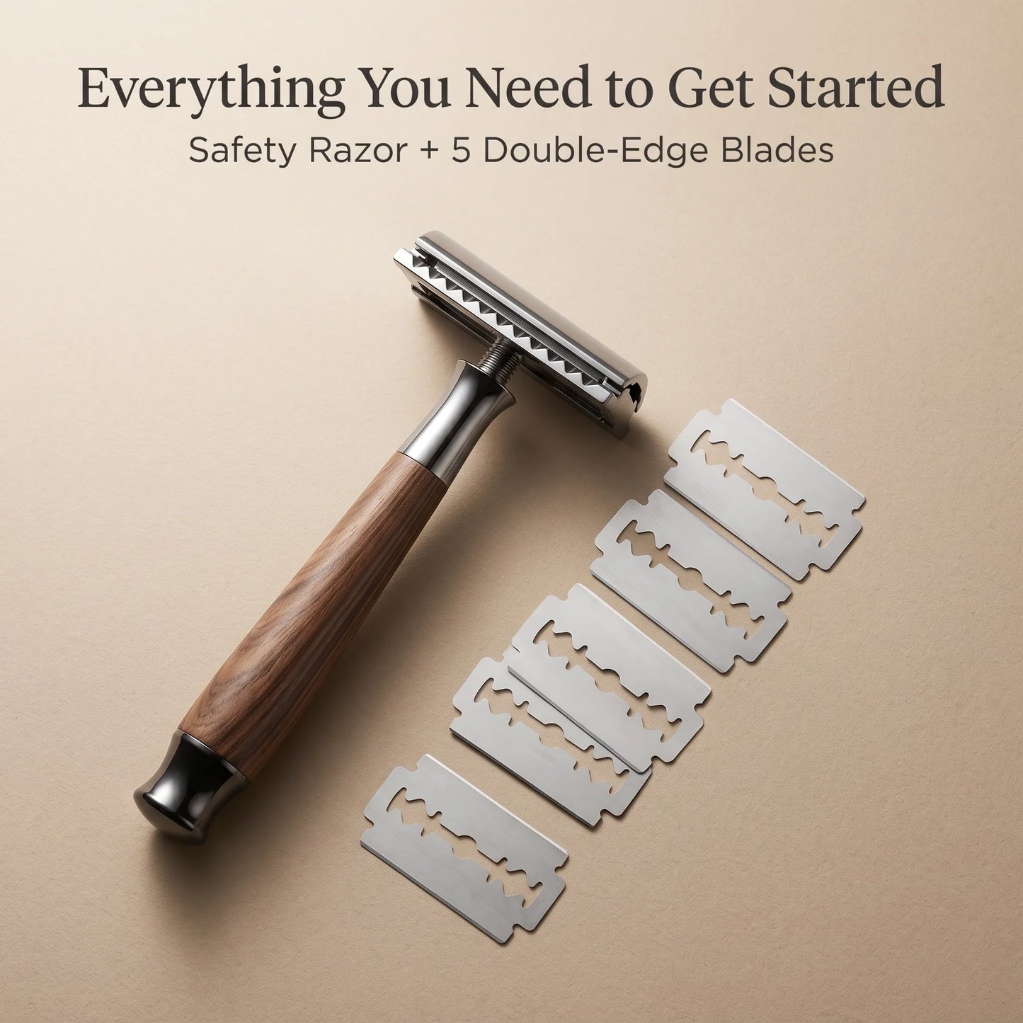 Double-Edge Safety Razor Weighted Wood-Grain Handle
