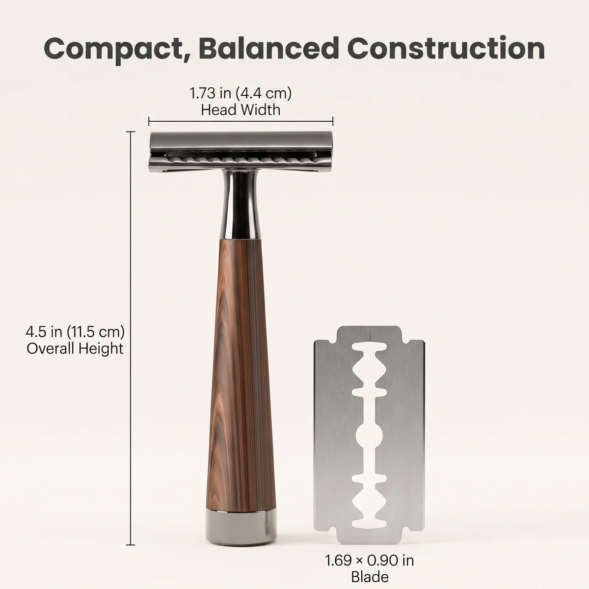 Double-Edge Safety Razor Weighted Wood-Grain Handle