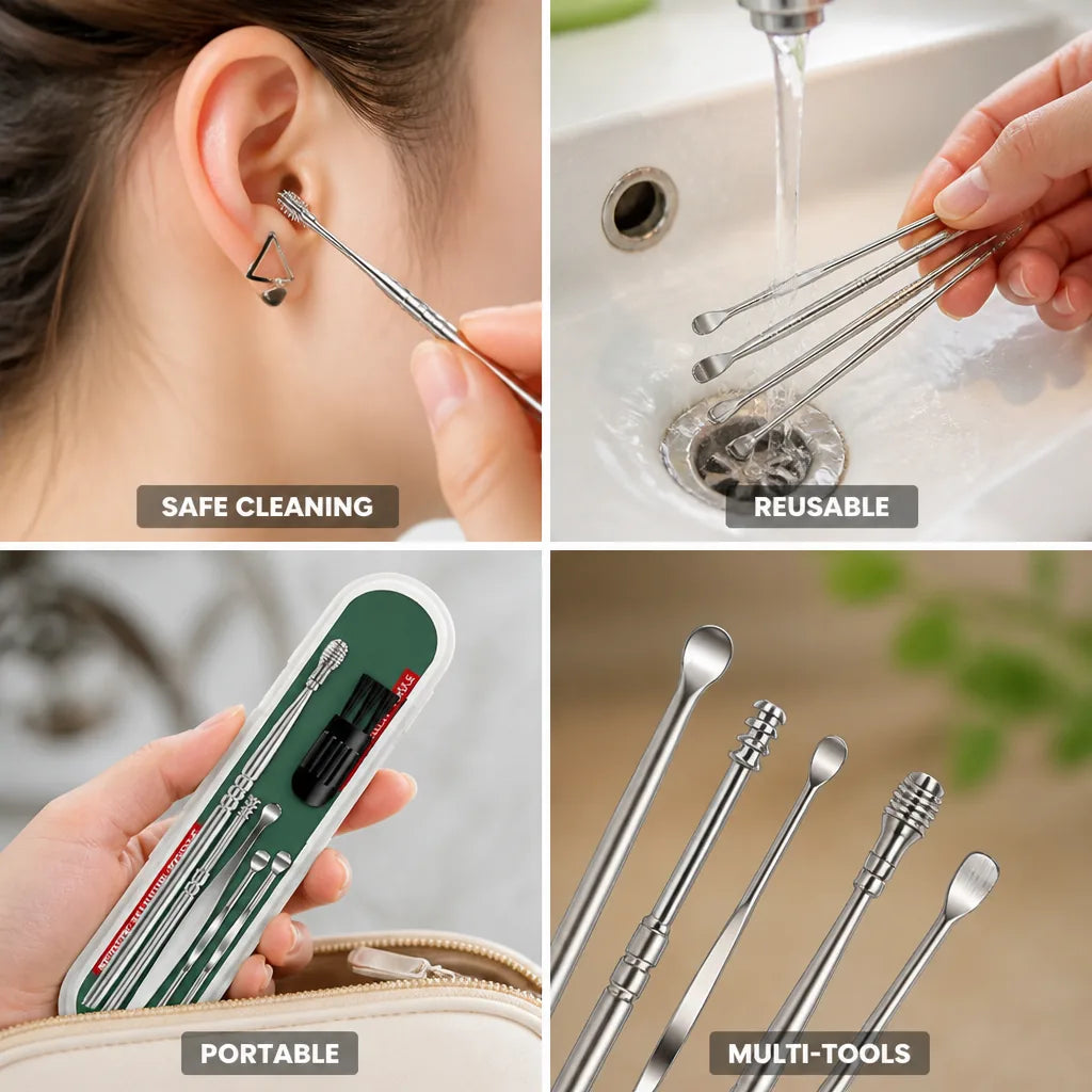 Ear Cleaning Kit Silicone Tips & Multi Tools