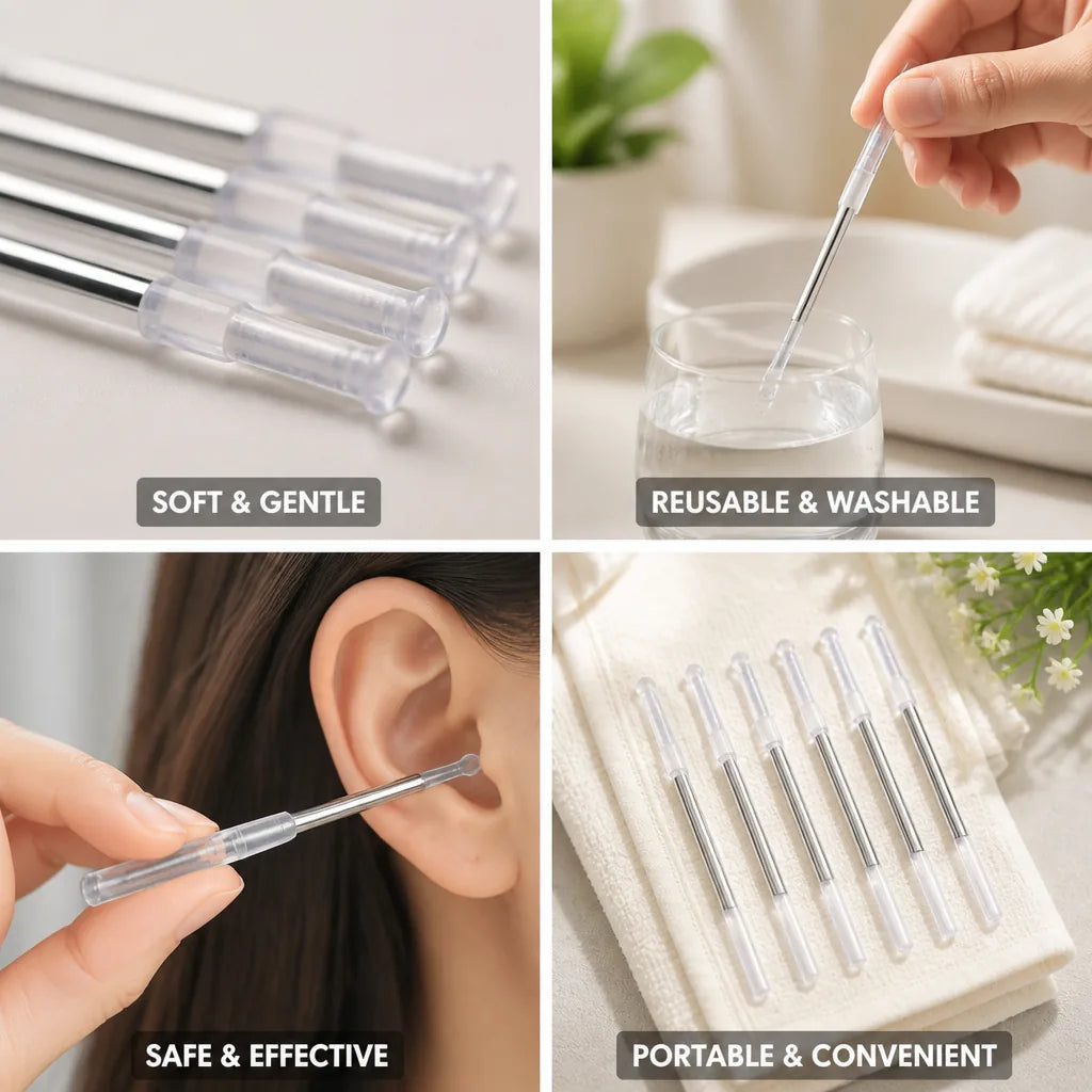 Ear Cleaning Stick Soft Adhesive Tip Reusable