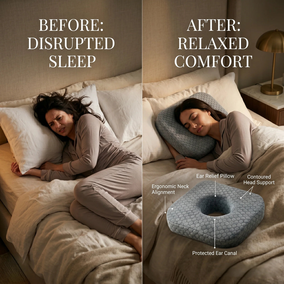Ear Piercing Pillow Memory Foam & Hypoallergenic Cover