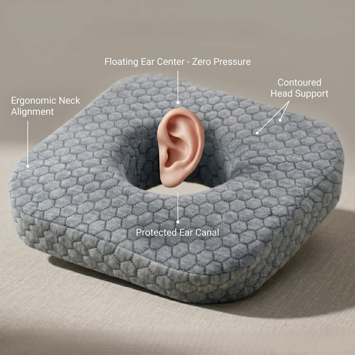 Ear Piercing Pillow Memory Foam & Hypoallergenic Cover