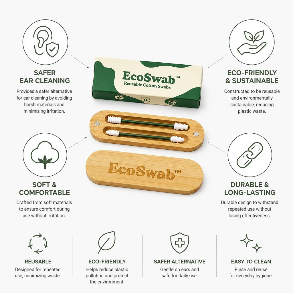 Ear Swabs Reusable Soft Cotton Eco-Friendly