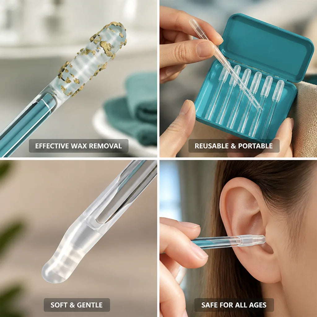 Ear Wax Remover Soft Silicone Tips Reusable Case