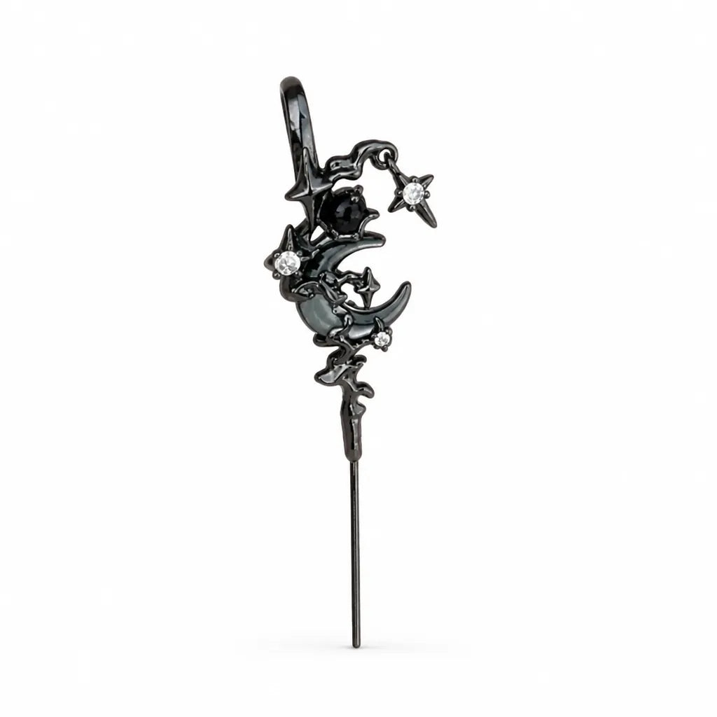 Earrings Moonlight-Inspired Dangle Lightweight Silver-Tone & Black