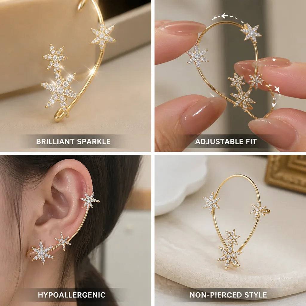 Earrings Non-Pierced Cubic Zirconia Hypoallergenic