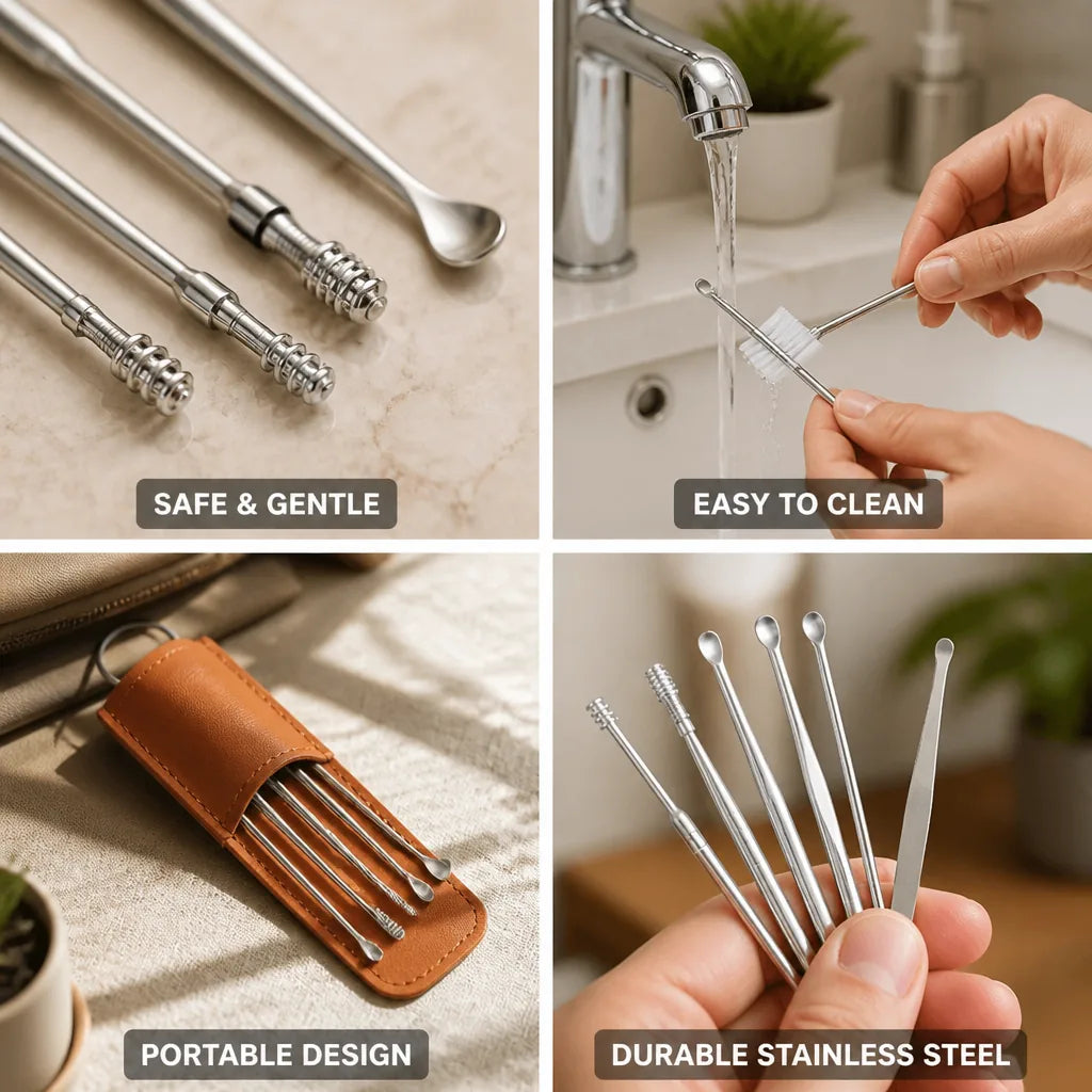 Earwax Removal Kit Stainless Steel Spiral & Shovel
