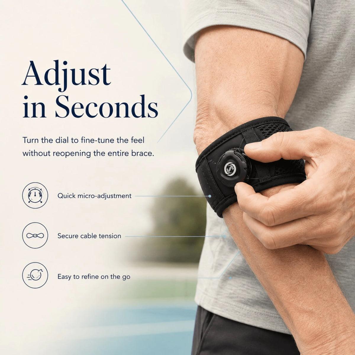 Elbow Brace Dial-Adjustable Silicone Pad & Breathable Mesh