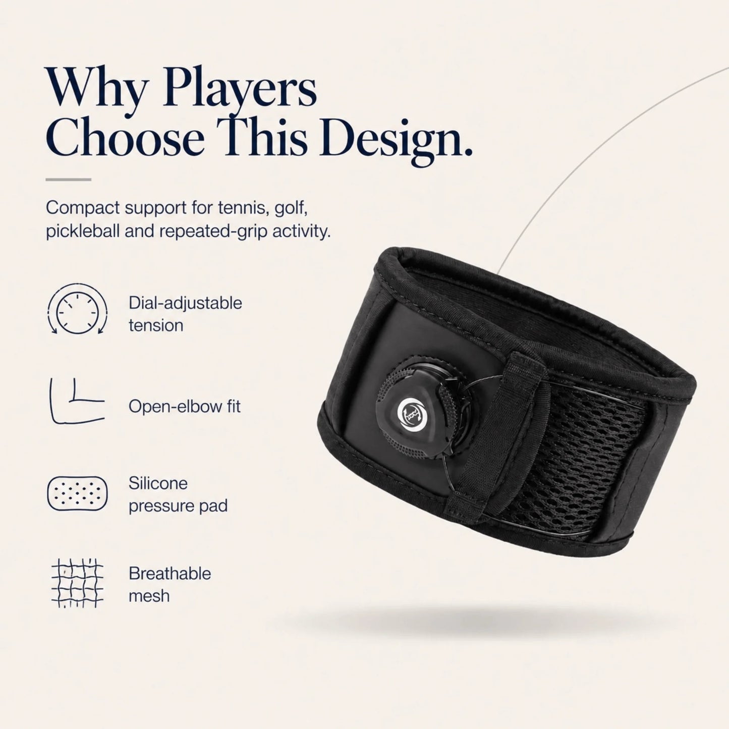 Elbow Brace Dial-Adjustable Silicone Pad & Breathable Mesh