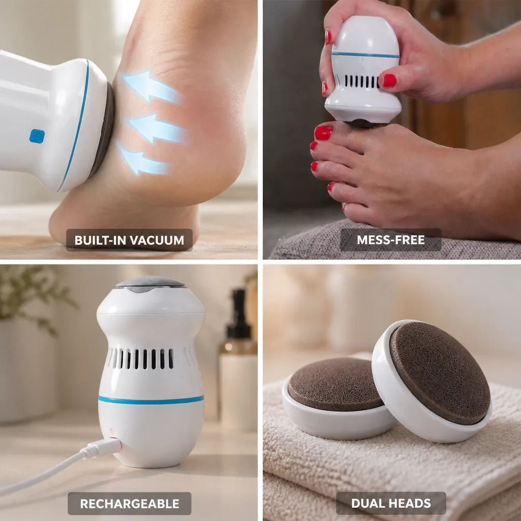 Electric Callus Remover Integrated Vacuum Two Sanding Heads