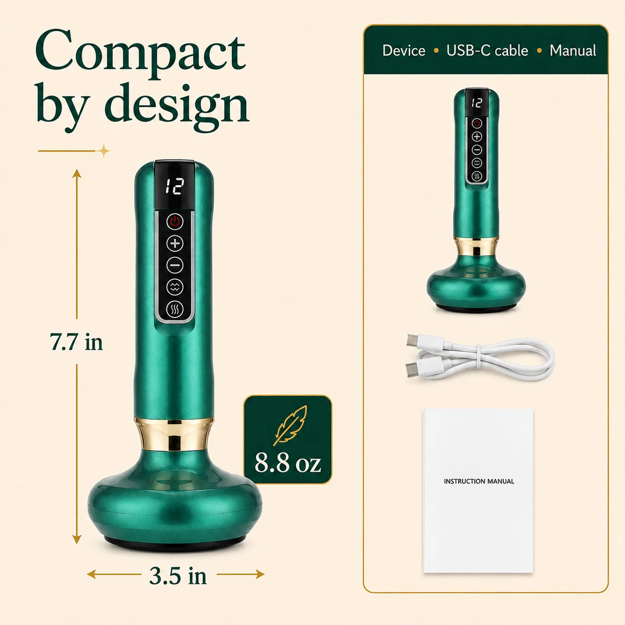 Electric Cupping Massager Cordless Rechargeable 12 Suction Levels