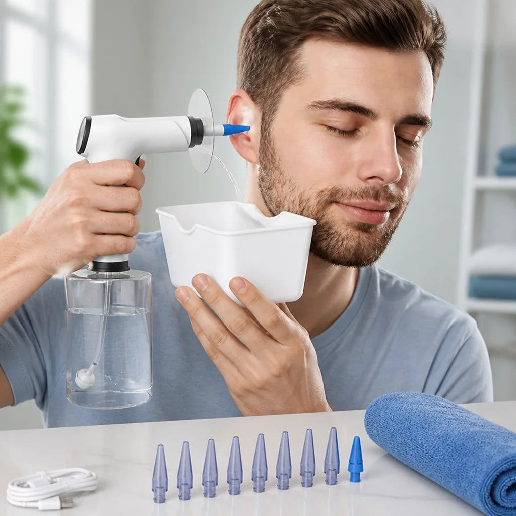 Electric Ear Rinse Kit Adjustable Water Jet Disposable Nozzles