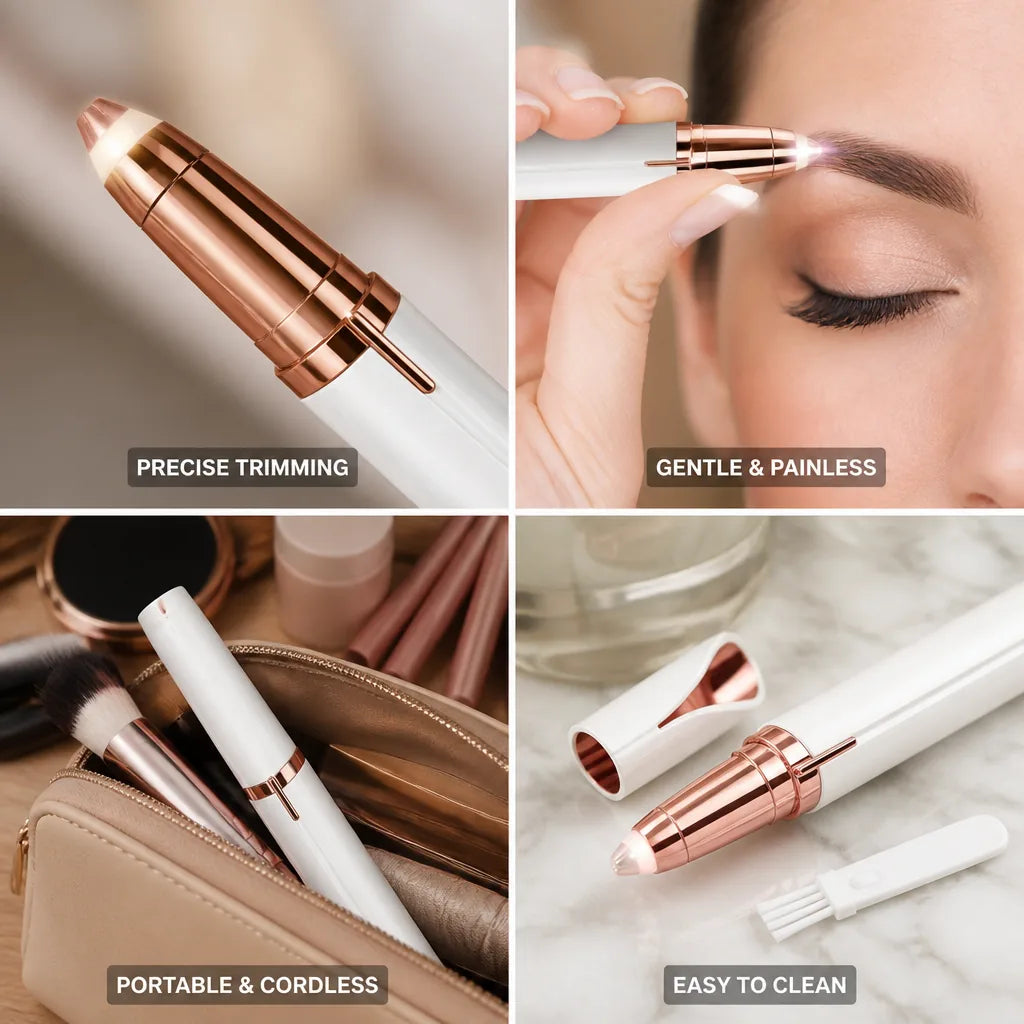 Electric Eyebrow Trimmer Gold-Plated Tip Cordless
