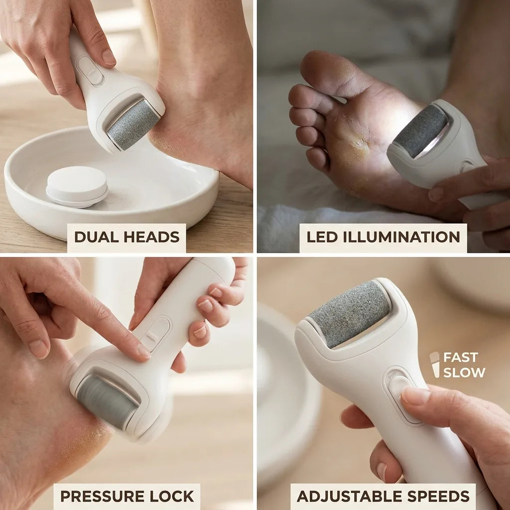 Electric Foot Callus Remover Dual Heads & Pressure Lock