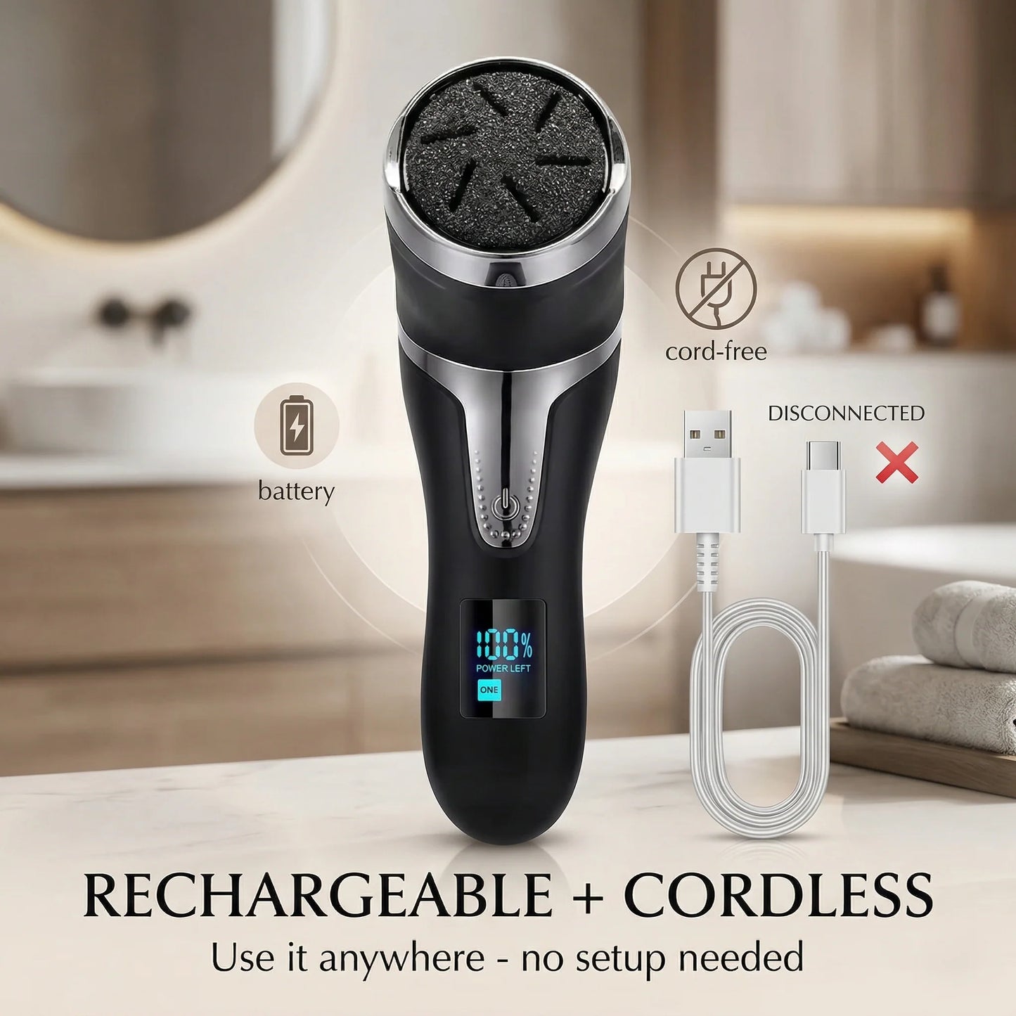 Electric Foot File Rechargeable Dust Collection Callus Removal