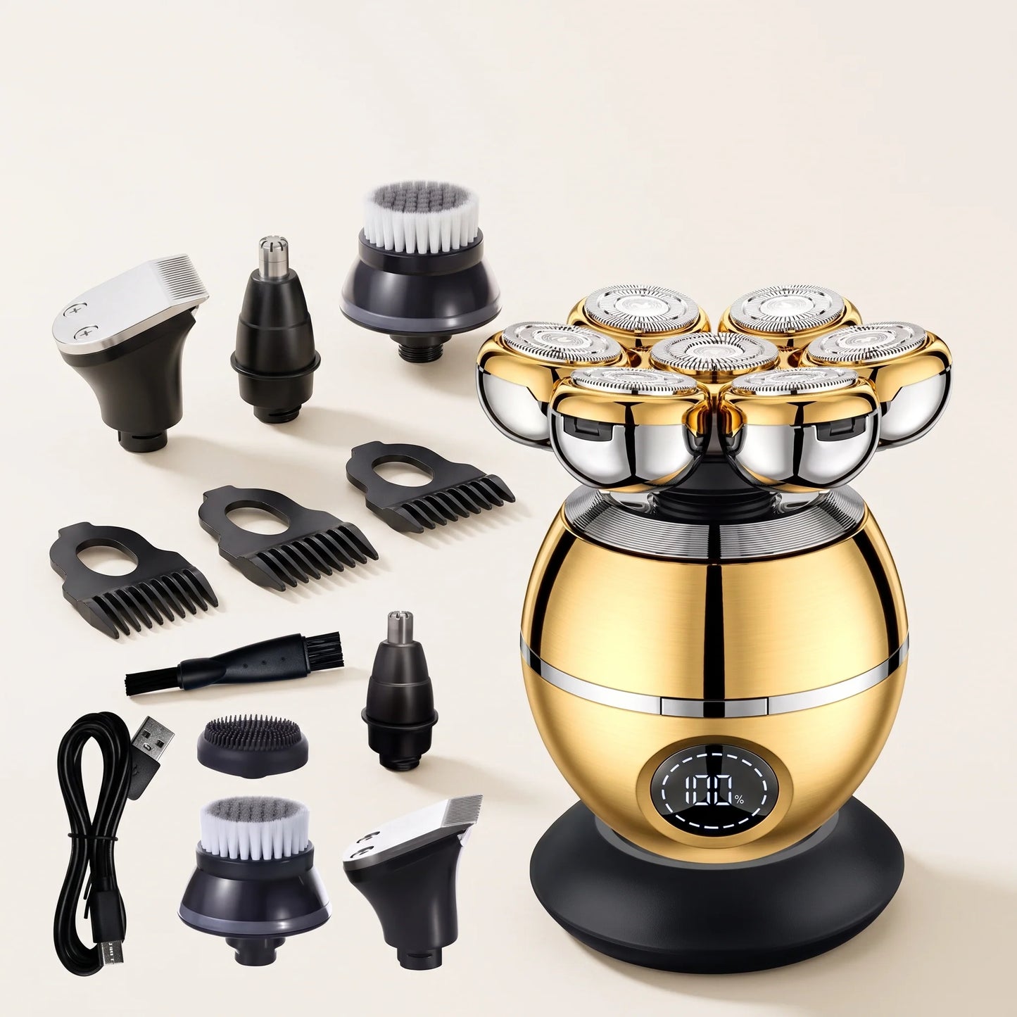 Electric Head Shaver 7-Head Rotary 5-in-1 Cordless