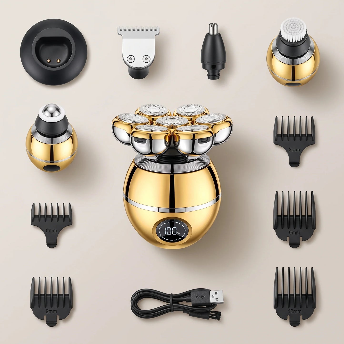 Electric Head Shaver 7-Head Rotary 5-in-1 Cordless