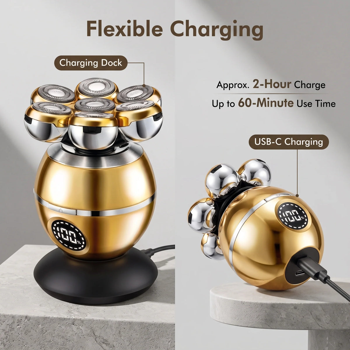 Electric Head Shaver 7-Head Rotary 5-in-1 Cordless
