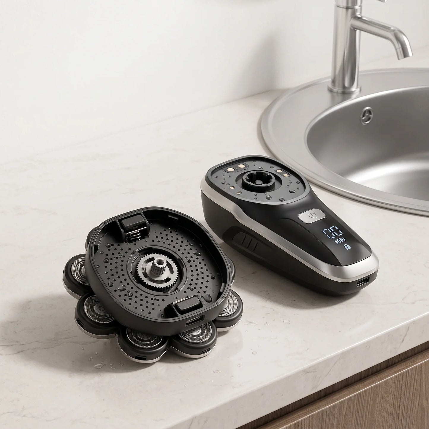Electric Head Shaver 9-Head Rotary 5-in-1 Wet & Dry