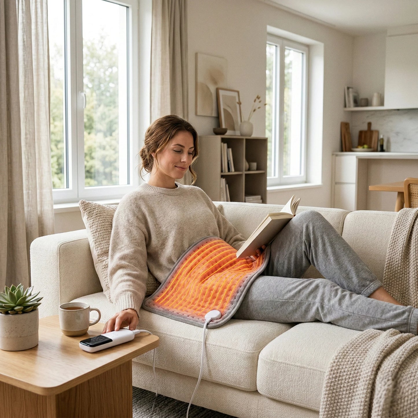 Electric Heating Pad Plush Washable Cover Adjustable Heat