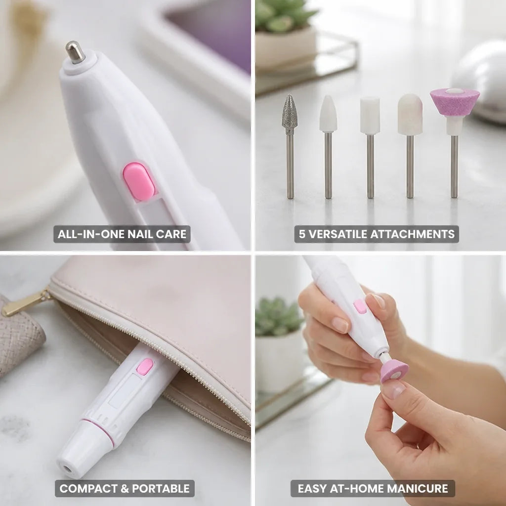 Electric Nail Care Set Compact & Cordless 5 Attachments