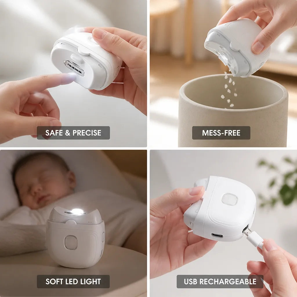 Electric Nail Clipper LED Light Clipping Collector