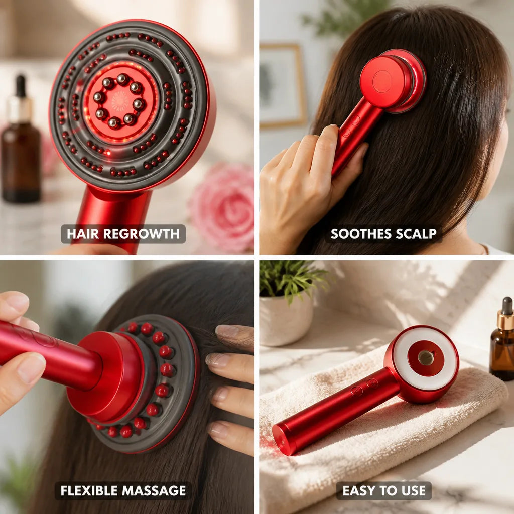 Electric Scalp Massage Comb Red Light LED Flexible Heads