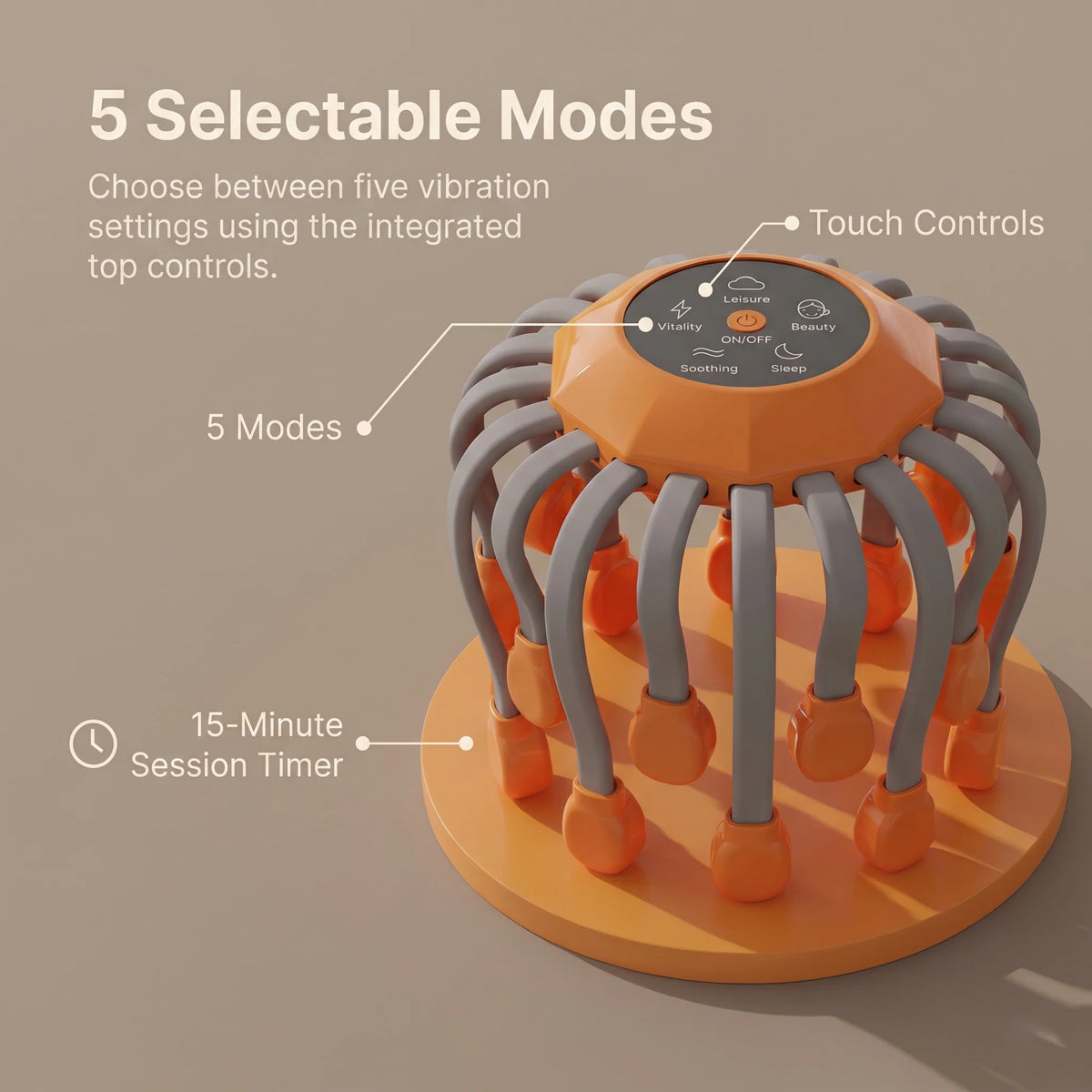 Electric Scalp Massager 24-Point 5 Vibration Modes Cord-Free