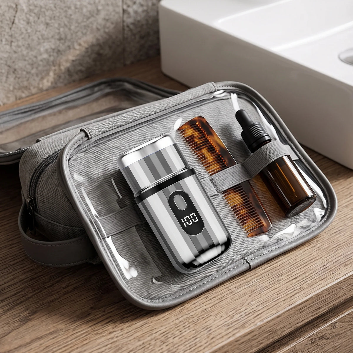 Electric Shaver Compact Three-Head LED Battery Display