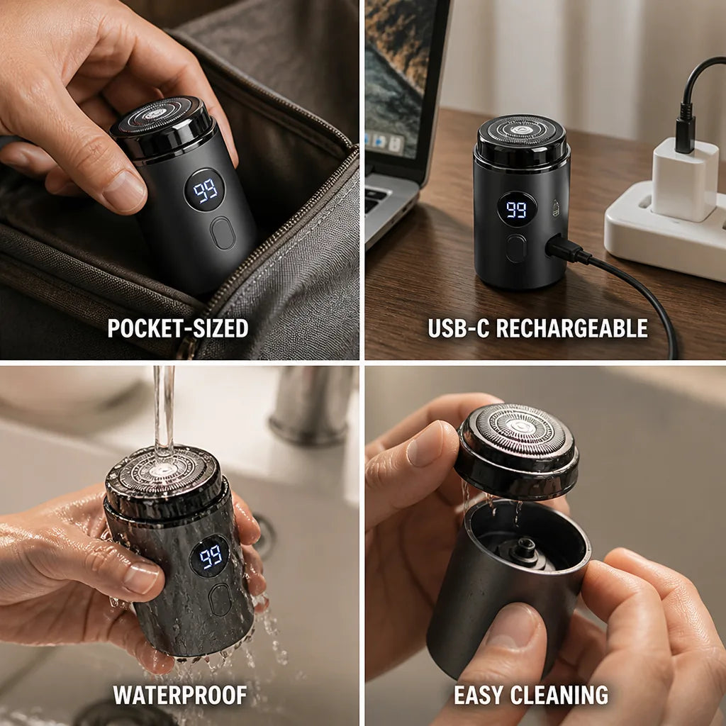 Electric Shaver Pocket-Sized Waterproof USB-C Rechargeable
