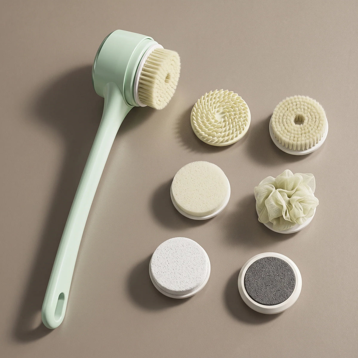 Electric Shower Brush Rotating 5 Heads Long Handle
