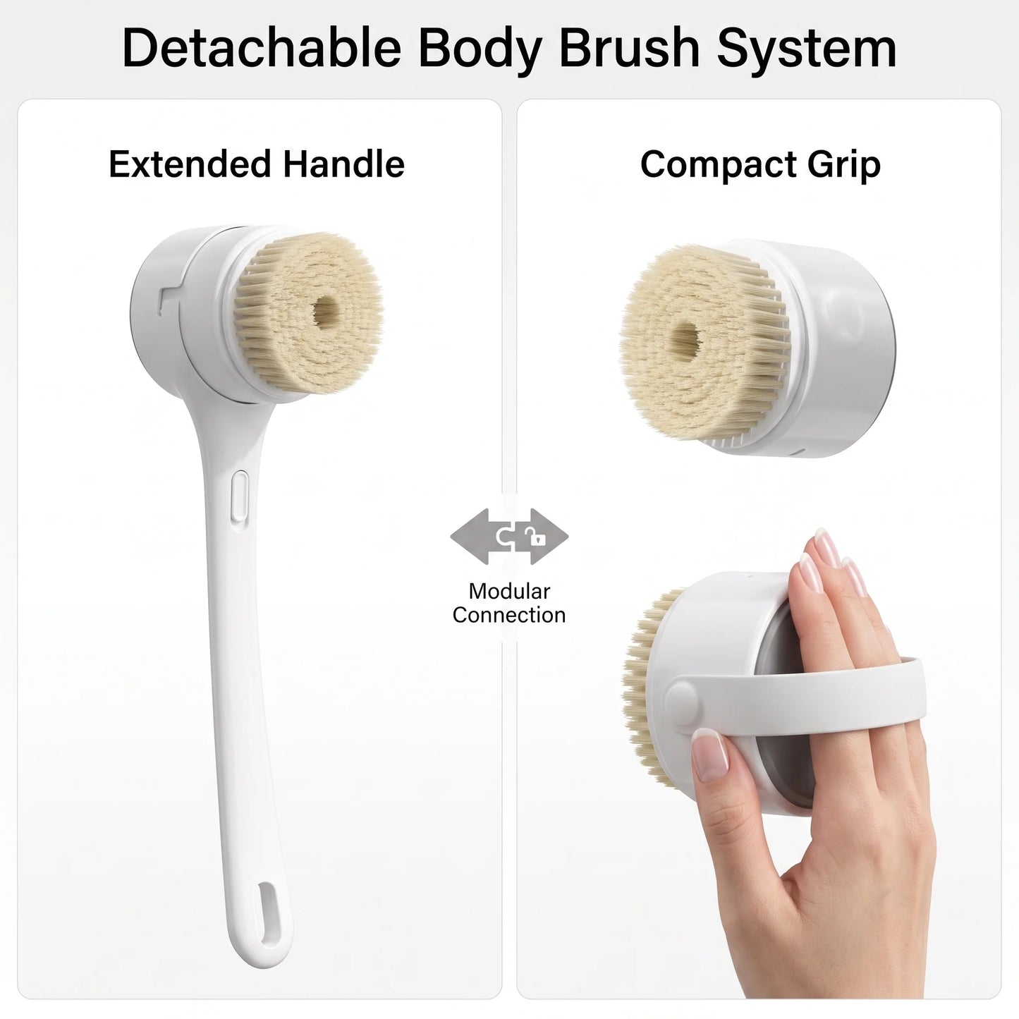 Electric Shower Brush Rotating 5 Heads Long Handle
