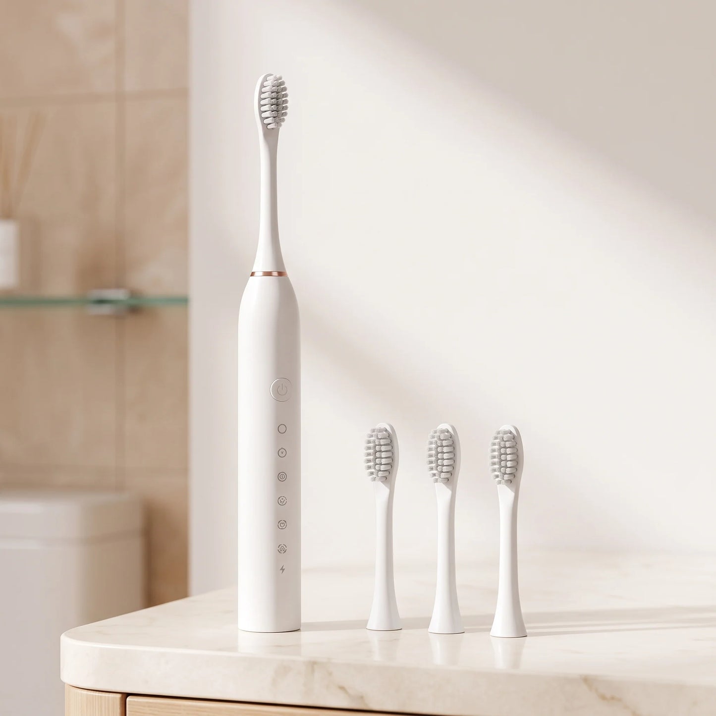 Electric Toothbrush Multi-Mode Sonic 4 Brush Heads Travel-Friendly