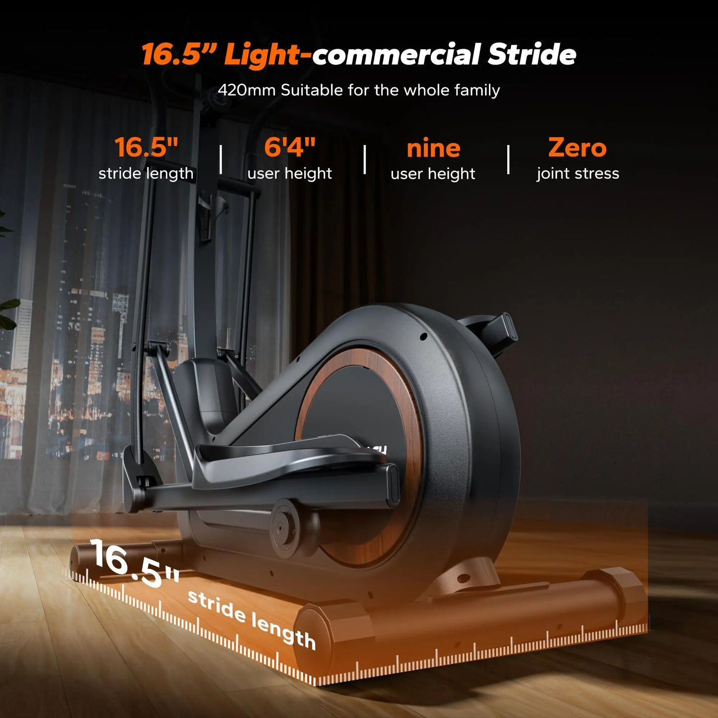 Elliptical Trainer 18.5-Inch Stride Ultra-Quiet Magnetic Resistance