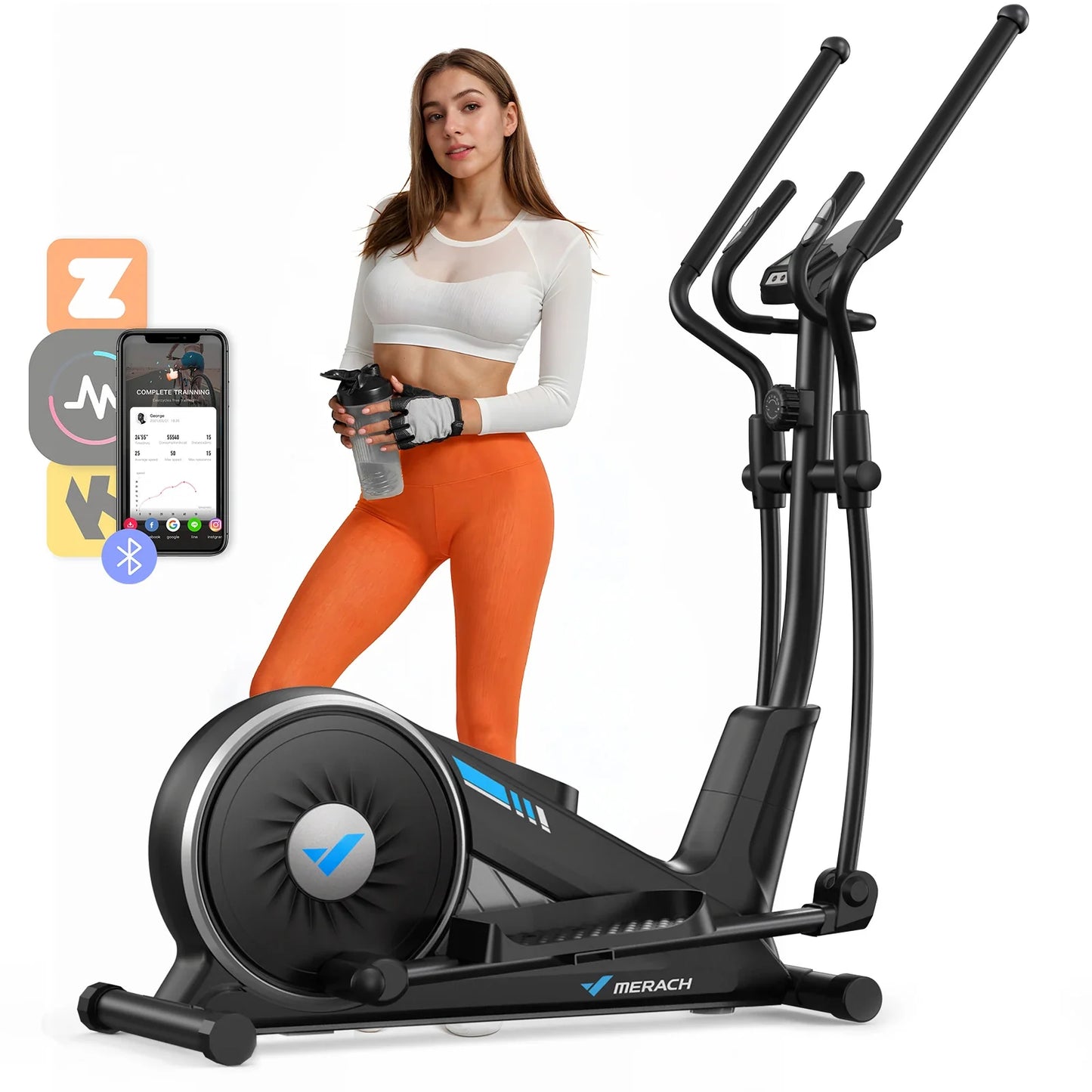 Elliptical Whisper-Quiet Magnetic Resistance 15.5-Inch Stride