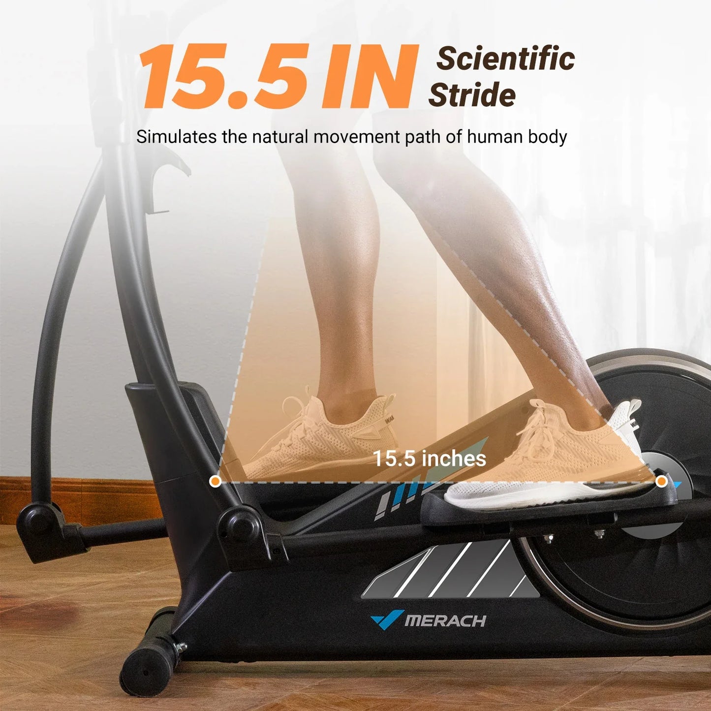 Elliptical Whisper-Quiet Magnetic Resistance 15.5-Inch Stride
