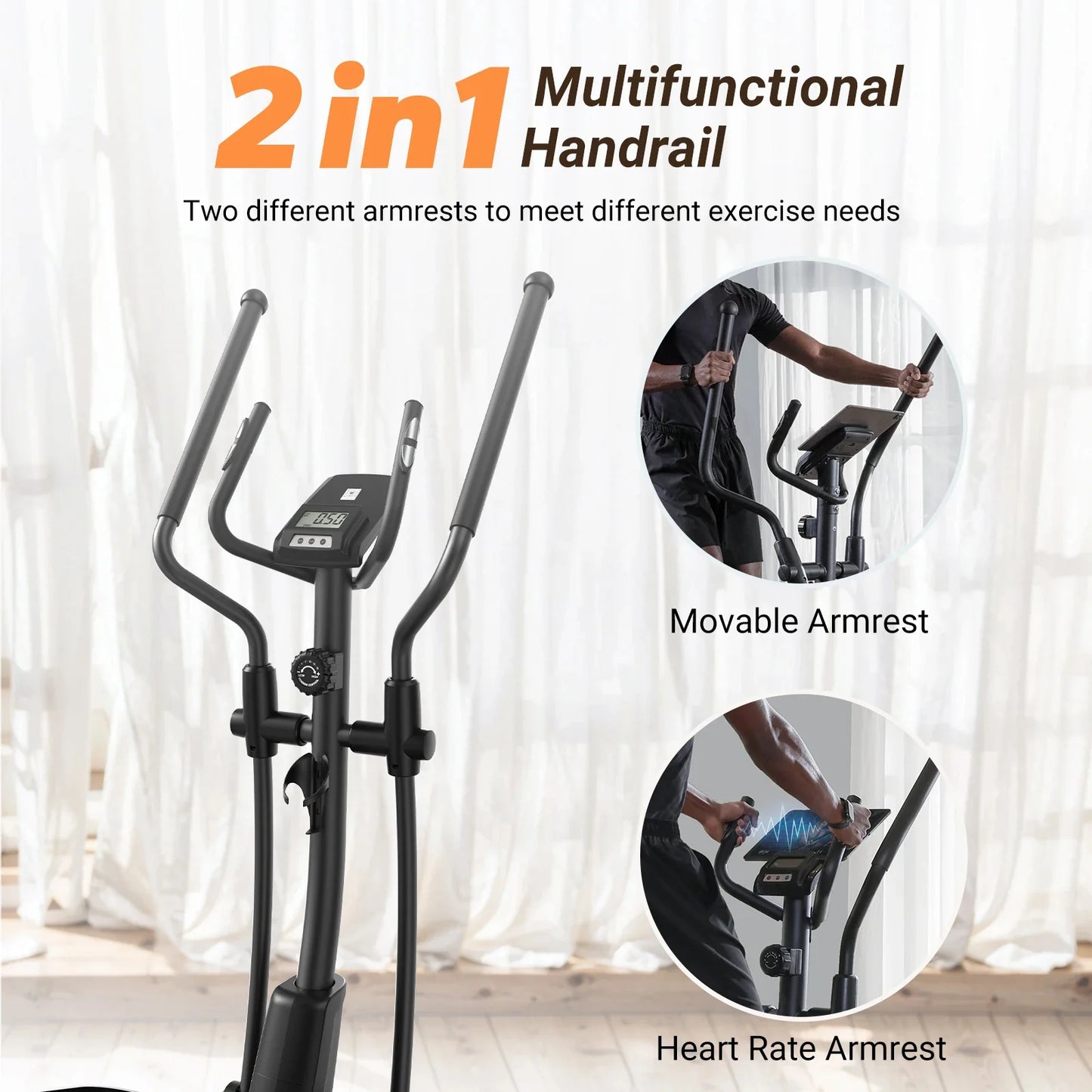 Elliptical Whisper-Quiet Magnetic Resistance 15.5-Inch Stride