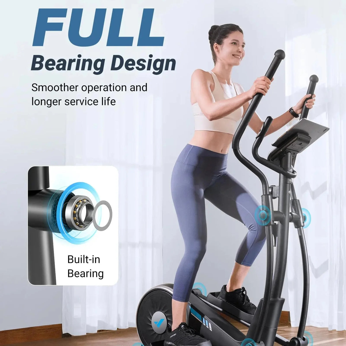 Elliptical Whisper-Quiet Magnetic Resistance 15.5-Inch Stride