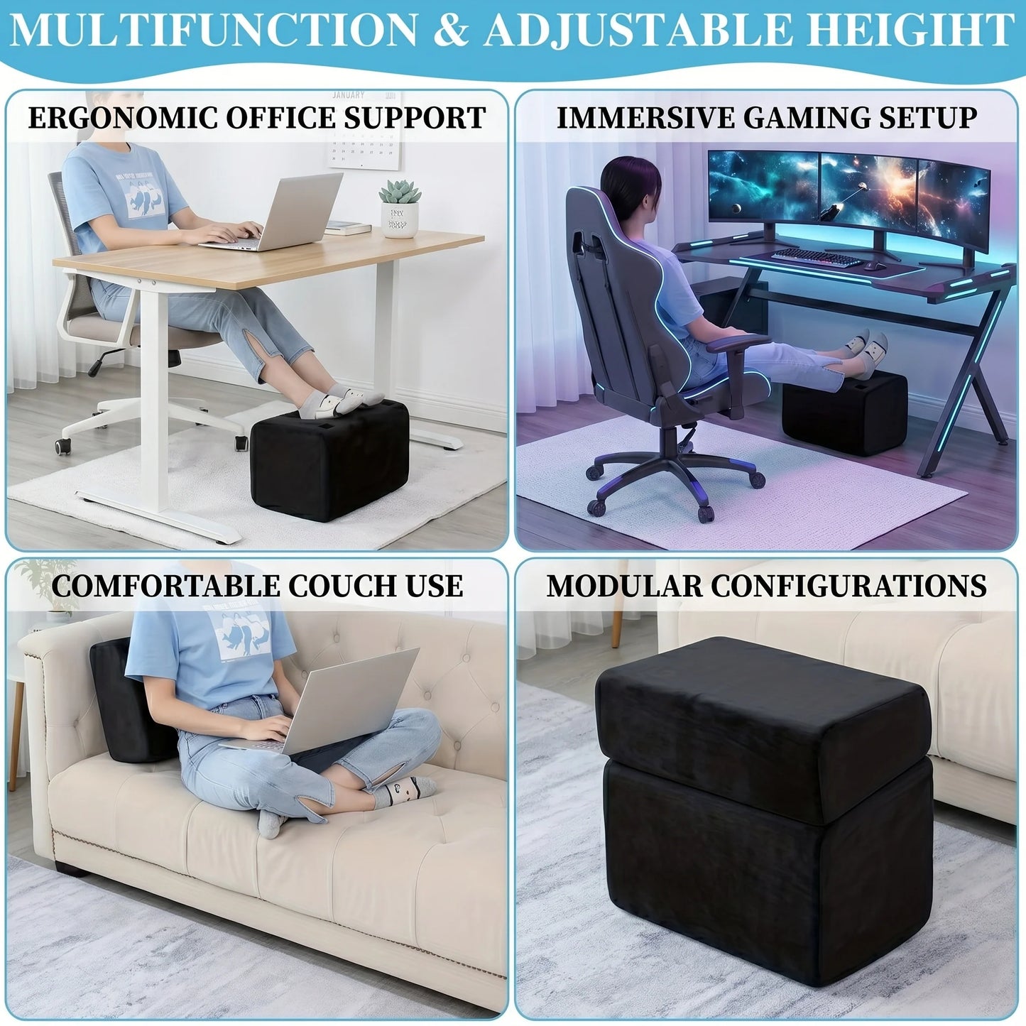 Ergonomic Foot Rest 3-Level Adjustable Posture Support