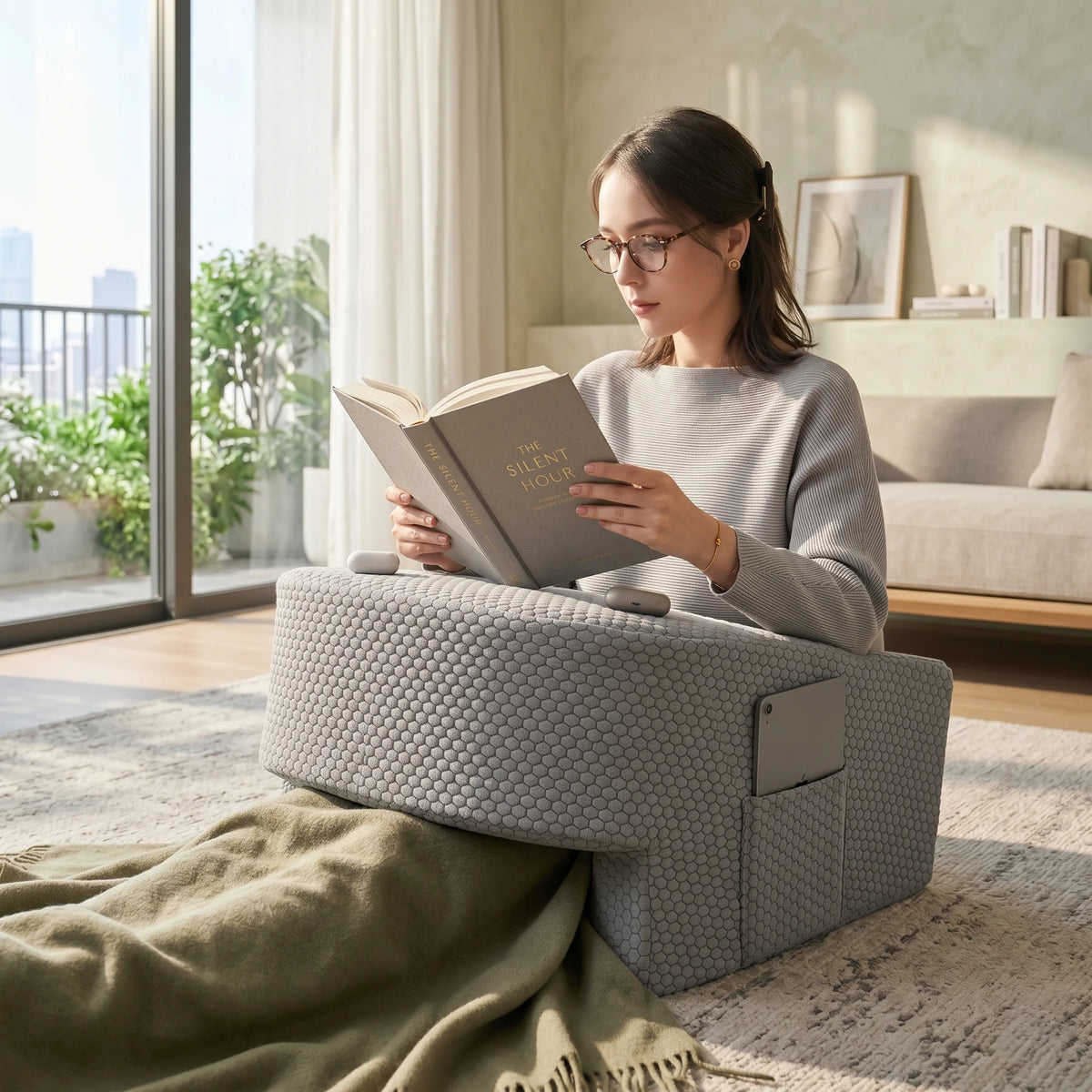 Ergonomic Reading & Laptop Support Cushion Side Pockets Fits Most Laps
